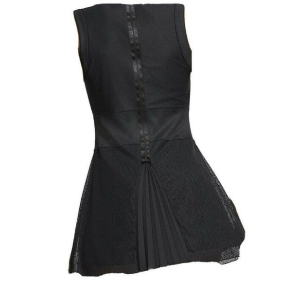 Nwt Nike Black Tennis Dress w/ Zipper pleated skirt L Large - Picture 2 of 6